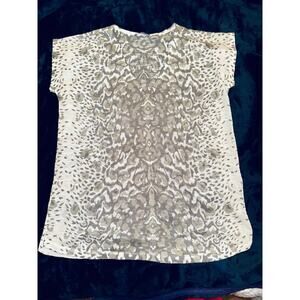 VINTAGE CULLEN GRAY LEOPARD ANIMAL PRINT DRAPEY VISCOSE TEE